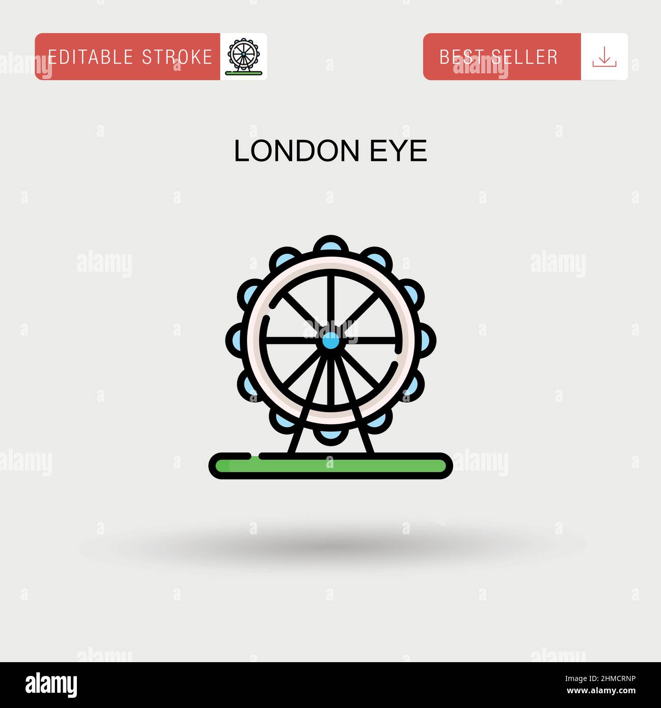 Einfaches Vektorsymbol für London Eye. Stock Vektor