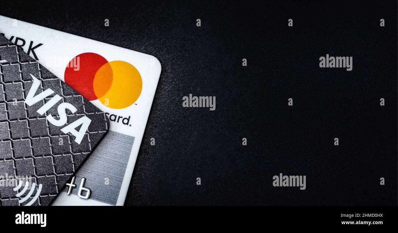 Kreditkarten Visa und Mastercard Stockfoto