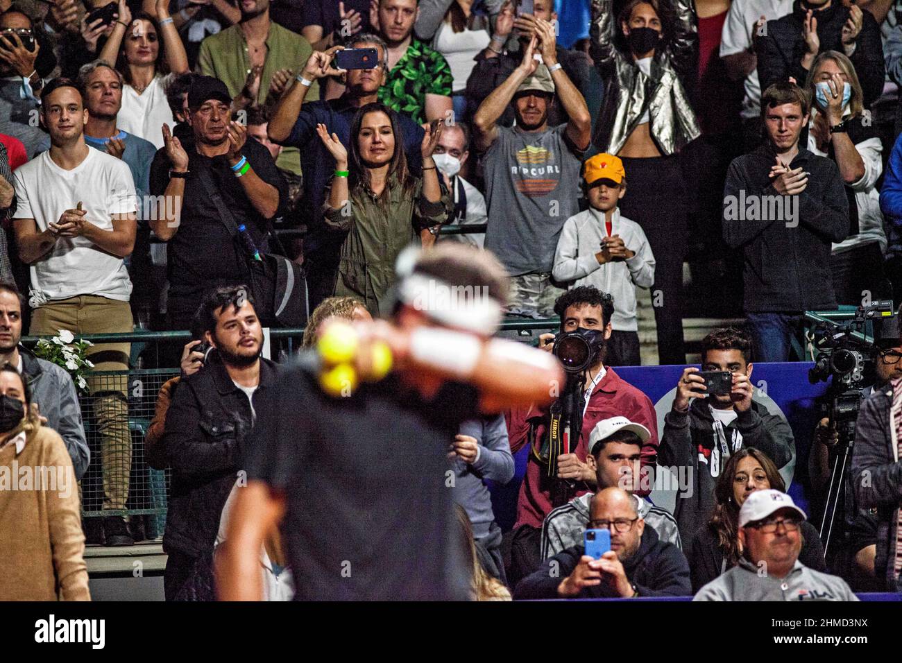 Buenos Aires, Capital Ferderal, Argentinien: 8. Februar 2022, Ciudad AutÃ³noma nach 965 Tagen Inaktivität und vier Operationen, der argentinische Tennisspieler, ehemalige Nummer 3 in der Welt, .Champion des Davis Cup 2016, der United States Open 2009 und Doppel-Olympiasieger (Silber in Rio de Janeiro 2016 und Bronze in London 2012) Juan MartÃ-n Del Potro, verloren bei seinem Debüt bei den Argentine Open gegen seinen Landsmann und Freund Federico Delbonis 6-1 und 6-3. Obwohl er es vermied, bei seinem Comeback seinen endgültigen Rücktritt bekannt zu geben, In der ersten Runde des ATP 250 .in Argentinien bei Stockfoto