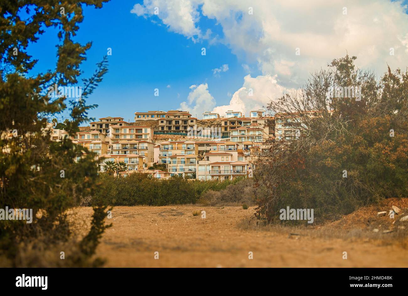 Berghäuser in Paphos, Zypern. Stockfoto