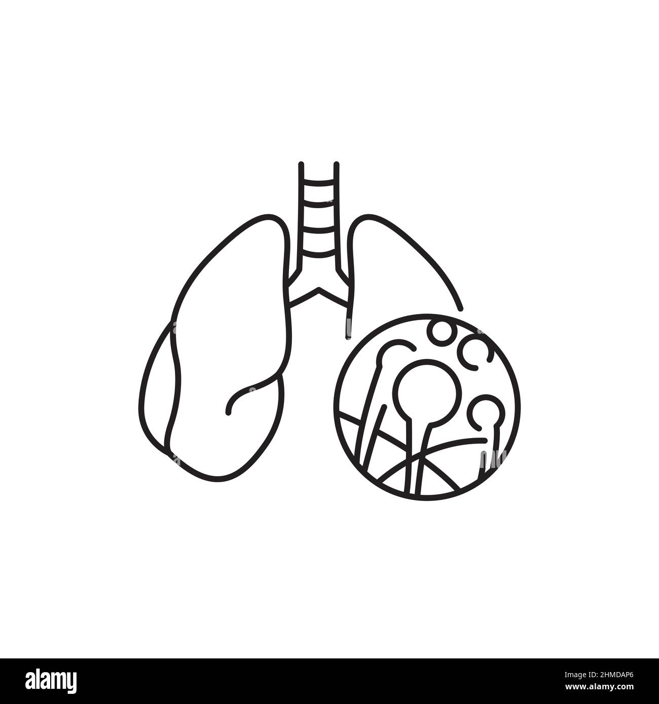 Symbol für die Farblinie der Lungenschleimhaut. Menschliche Krankheiten. Piktogramm für Webseite, mobile App, Promo. Stock Vektor