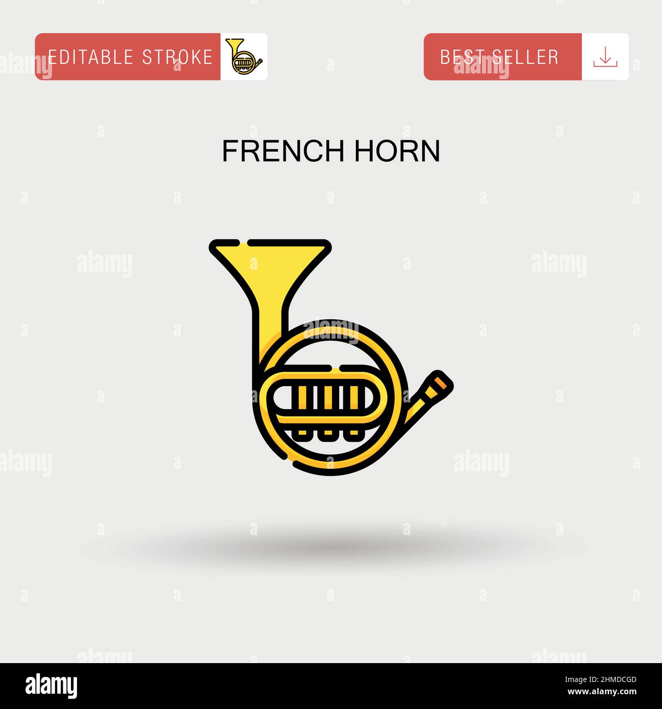 Einfaches Vektor-Symbol für französisches Horn. Stock Vektor