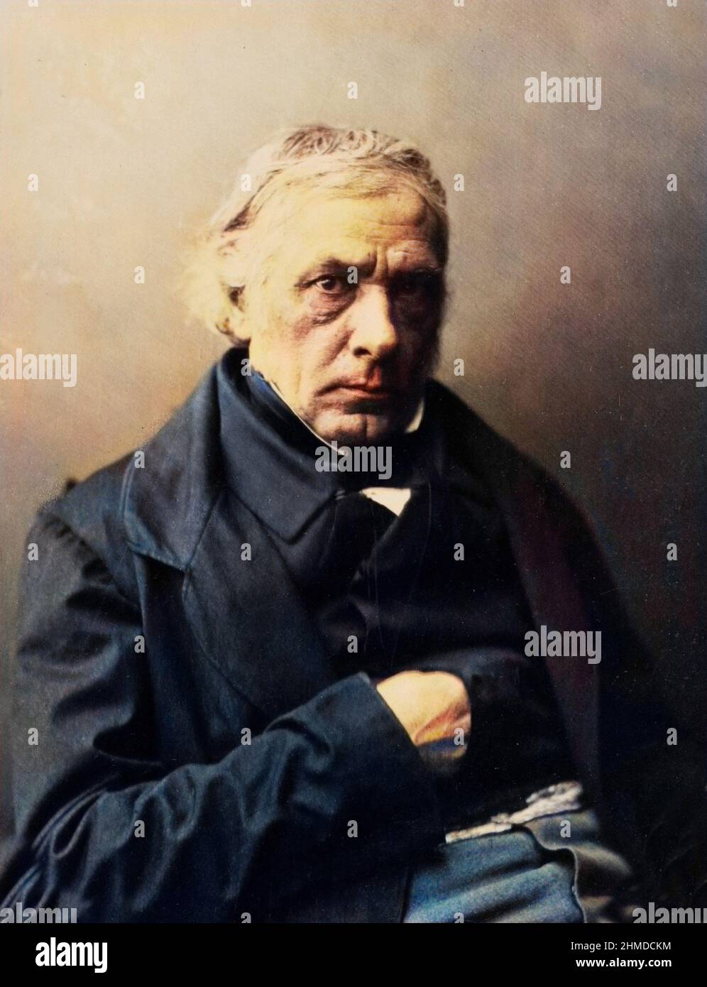 Porträt von Victor Cousin - Foto von Gustave Le Gray colorié ultérieement Stockfoto