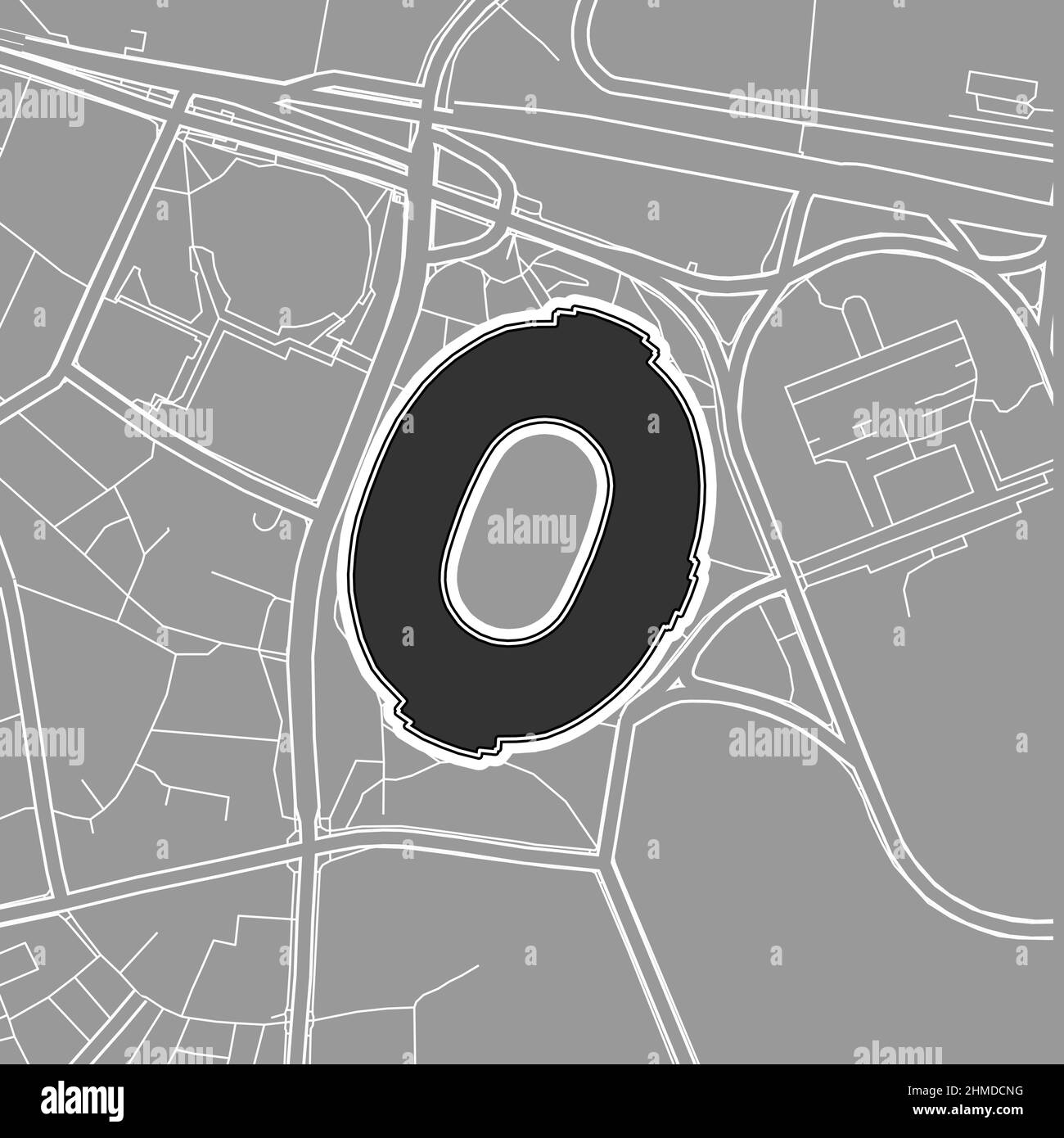 Tokio, MLB-Stadion, Vektorkarte. Die Baseballstatiumkarte wurde mit weißen Flächen und Linien für Hauptstraßen, Nebenstraßen, gezeichnet. Stock Vektor