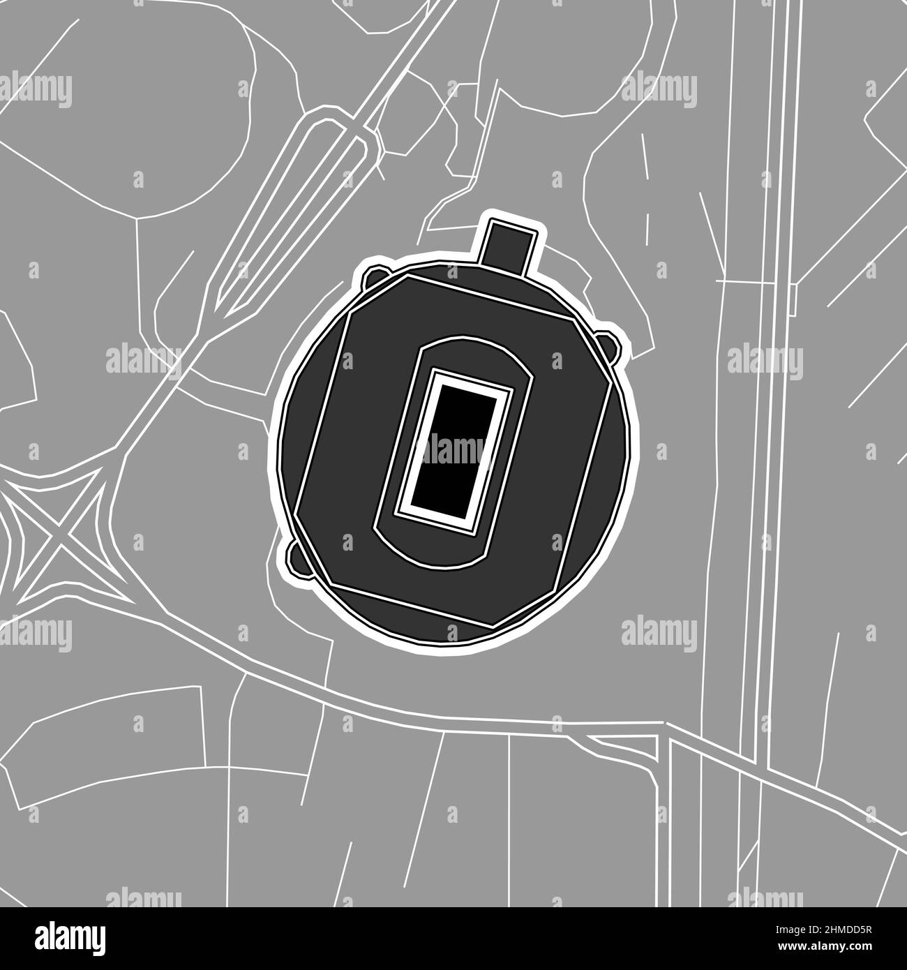 Seoul, MLB-Baseballstadion, Vektorkarte. Die Baseballstatiumkarte wurde mit weißen Flächen und Linien für Hauptstraßen, Nebenstraßen, gezeichnet. Stock Vektor