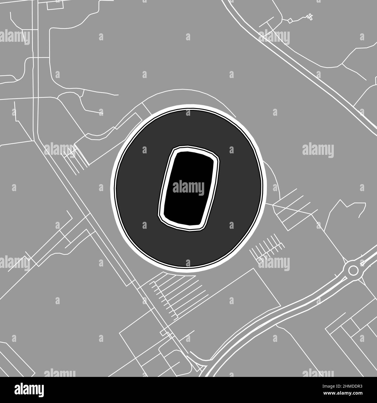 Kapstadt, MLB-Stadion, Vektorkarte. Die Baseballstatiumkarte wurde mit weißen Flächen und Linien für Hauptstraßen, Nebenstraßen, gezeichnet. Stock Vektor