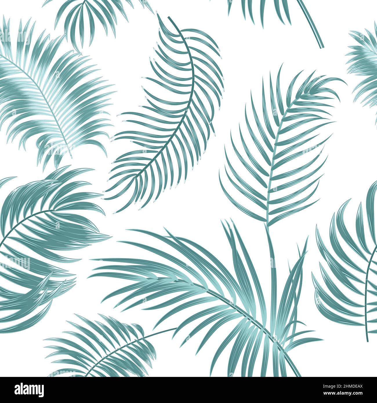 Grünes tropisches Vektor nahtloses Muster mit Palmenblättern. Botany dunklen Hintergrund, Dschungel Tapete. Stock Vektor