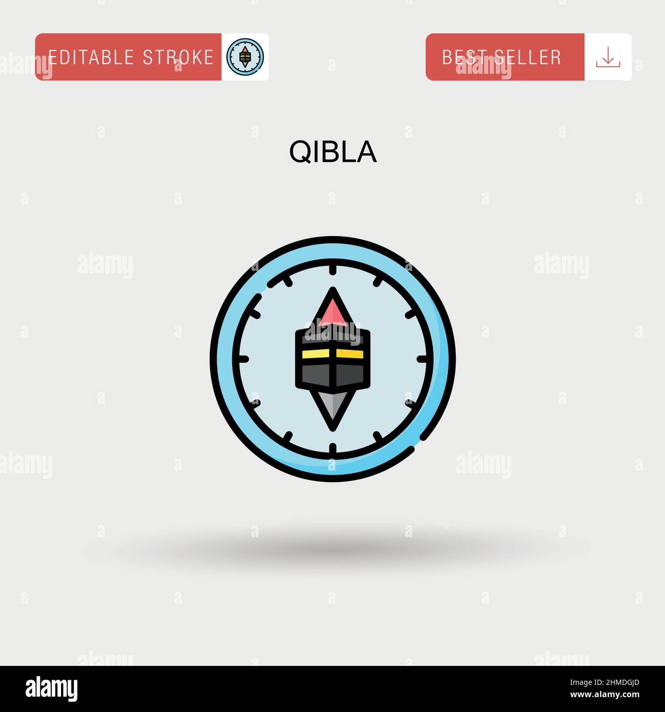 Einfaches Qibla-Vektorsymbol. Stock Vektor