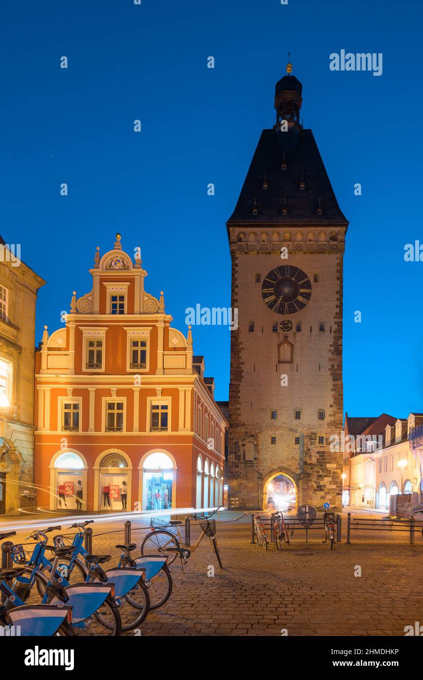Blick auf das Altpoertel Stadttor von Speyer, Deutschland Stockfoto