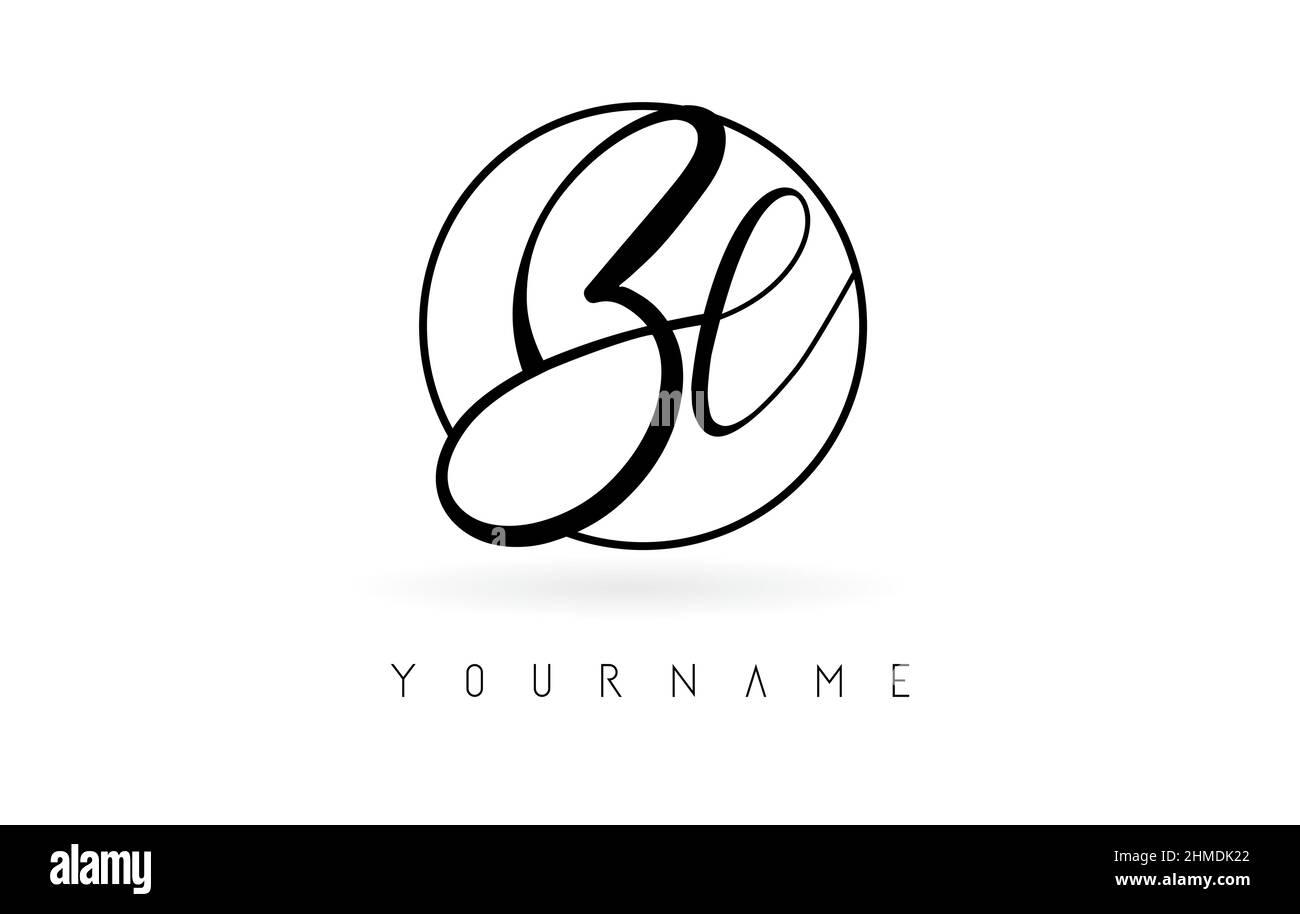 Handgeschriebene Buchstaben BL-Logo-Design mit einfacher Kreisvektordarstellung. Kreatives Symbol mit Buchstaben und Kreis. Stock Vektor