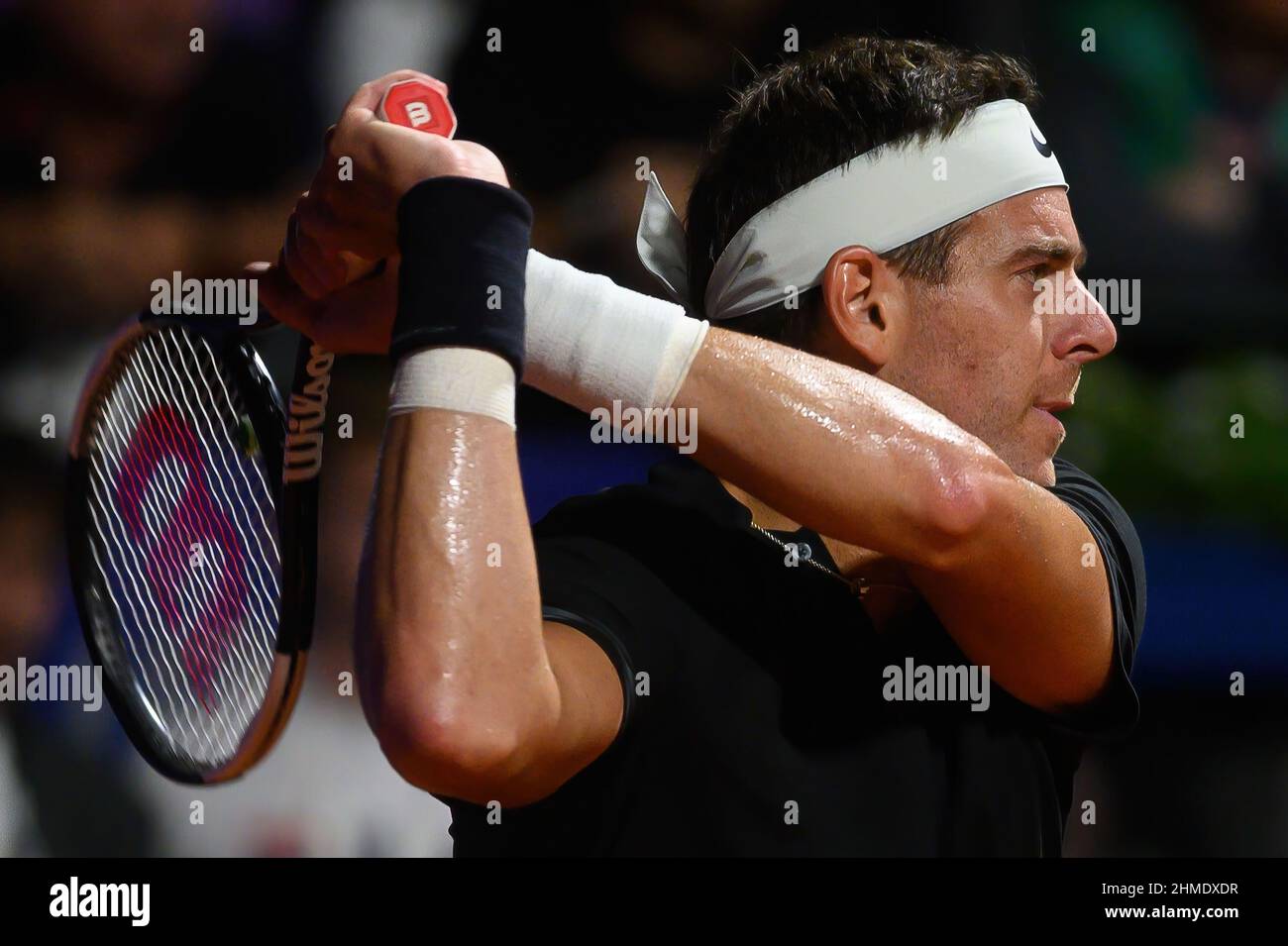 Buenos Aires, Argentinien - 8. Feb 2022, Buenos Aires, Argentinien. 08th. Februar 2022. Juan Martin Del Potro bei einem Tennisturnier der Argentina Open im Guillermo Vilas Stadium in Aktion gesehen. Federico Delbonis gewann 6-1/6-3 Credit: SOPA Images Limited/Alamy Live News Stockfoto