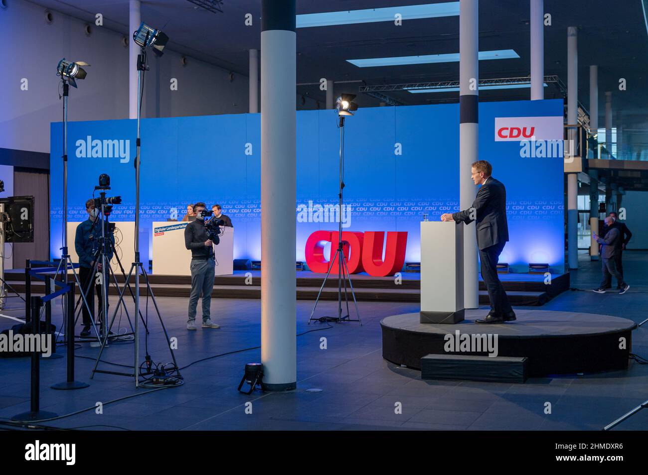 Ministerpräsident Daniel Günther präsentiert das Wahlprogramm der CDU für die Landtagswahl 2022 in Schleswig-Holstein Stockfoto