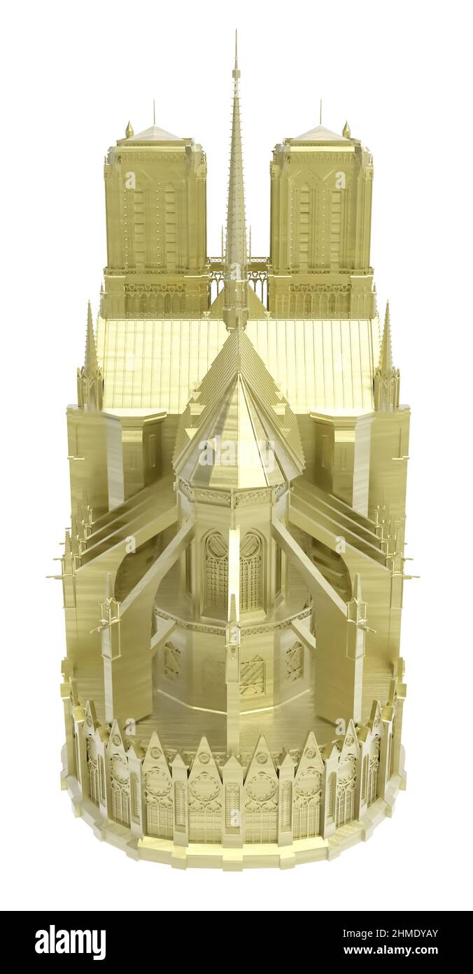 Farbenfrohe Illustration der Kathedrale Notre Dame (Paris, Frankreich). Wahrzeichen von Paris. 3D Stockfoto