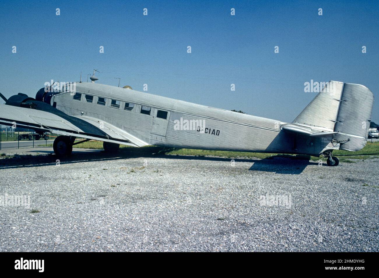 Junkers Ju52 auf der Ausstellung von Vintage-Flugzeugen 1981, Düsseldorf, Nordrhein-Westfalen, Deutschland Stockfoto