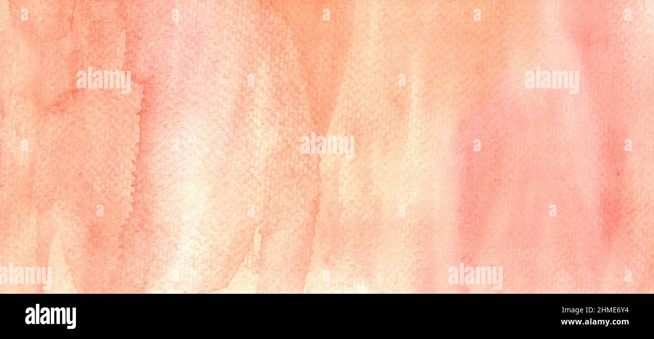 Handgemachte, organische Korallenfarben Aquarellmalerei. Vintage herbstlich erdig gelb creme Pastell Textur abstrakten Hintergrund. Stockfoto