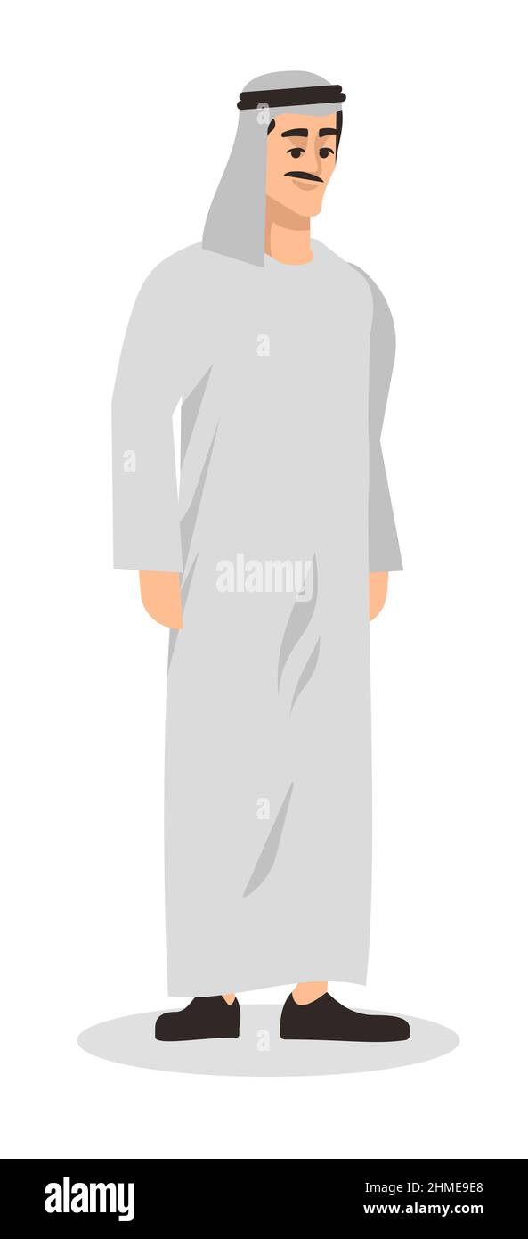 Tragen traditionelle weiße Robe semi flach RGB-Farbe Vektor Illustration Stock Vektor