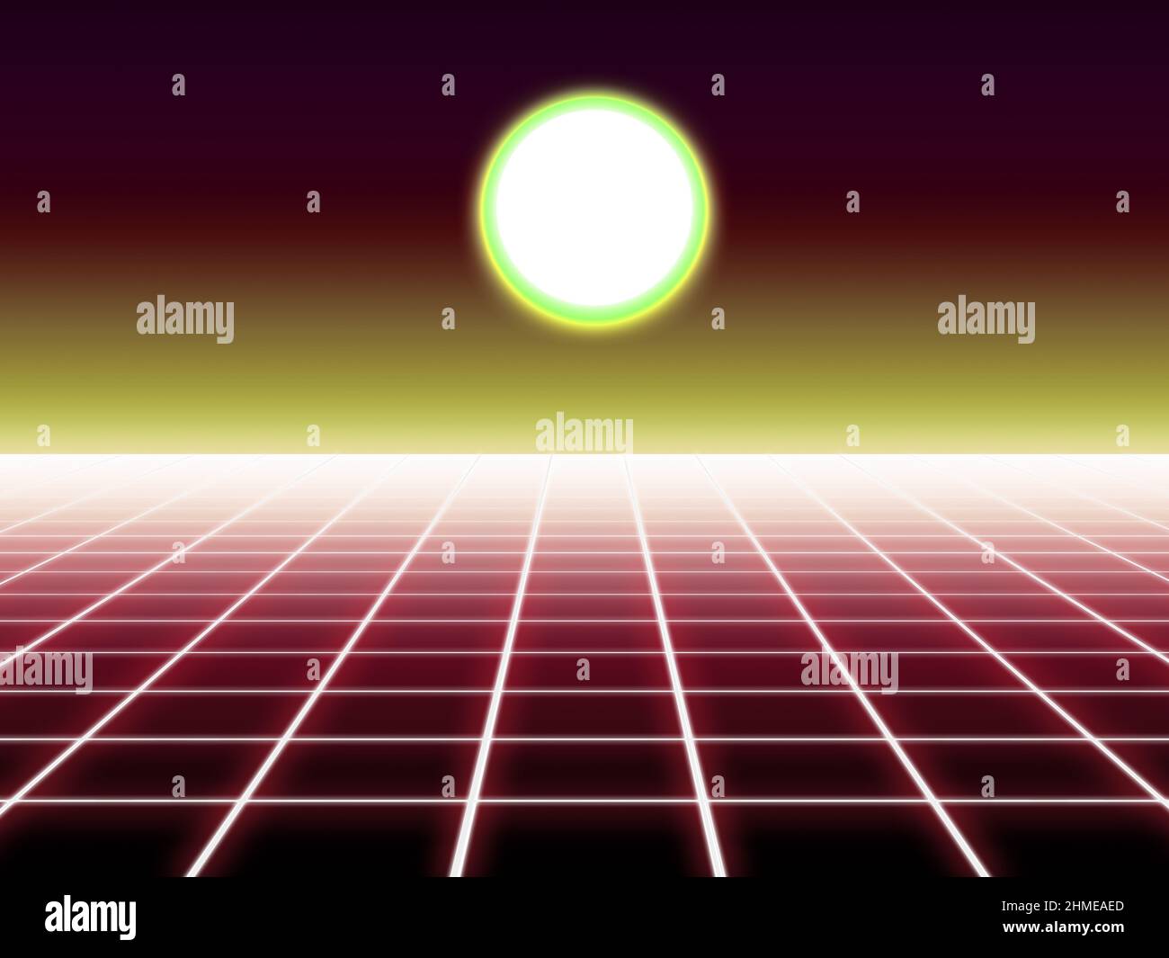 Synthwave Retro 80er Video Grid Glow Laser Sunset Stockfoto