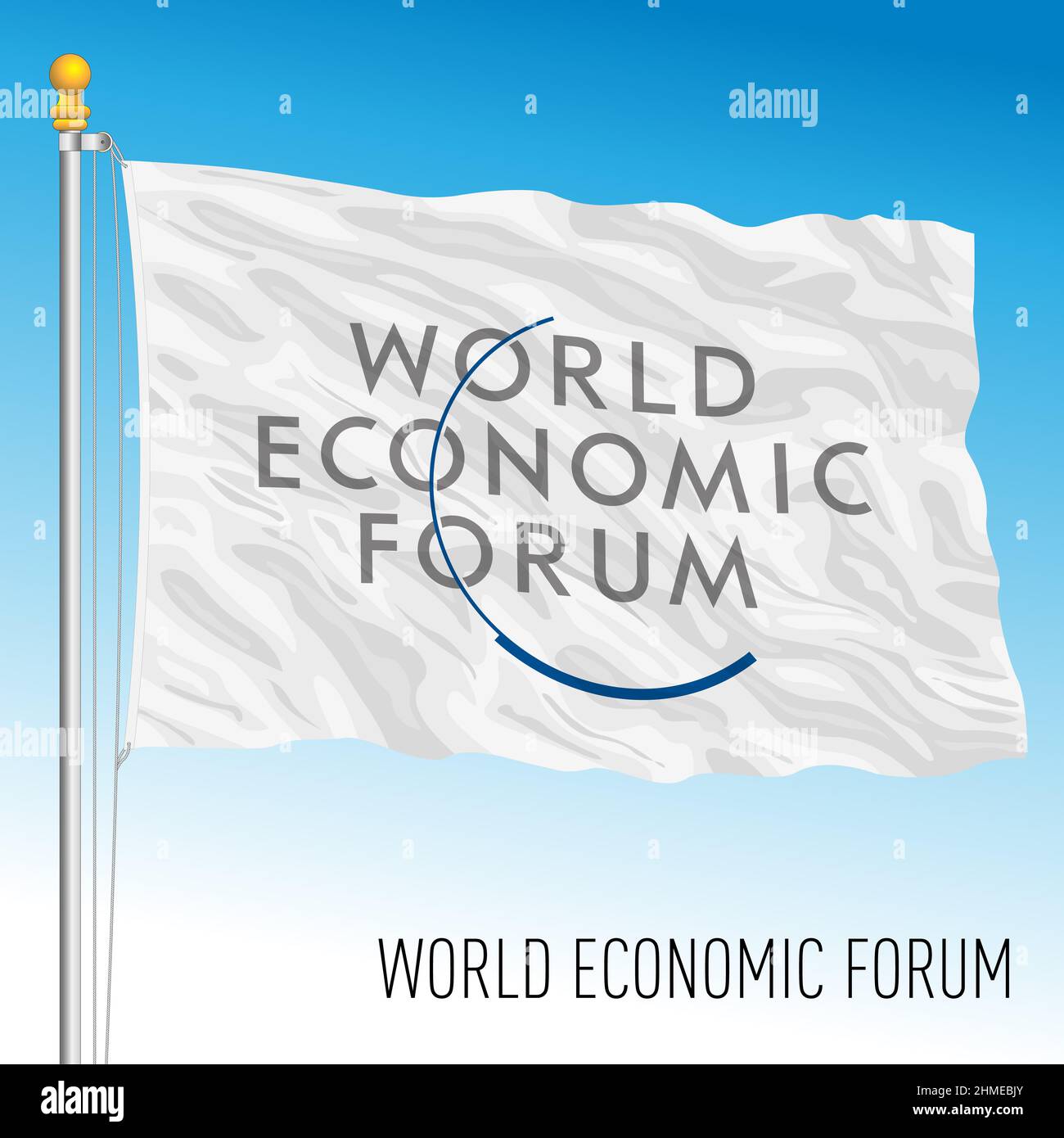 Davos, Schweiz, Januar 2022, Flagge des Weltwirtschaftsforums, Vektorgrafik Stockfoto Davos, Schweiz, Januar 2022, Flagge des Weltwirtschaftsforums, Vektorgrafik Stockfoto