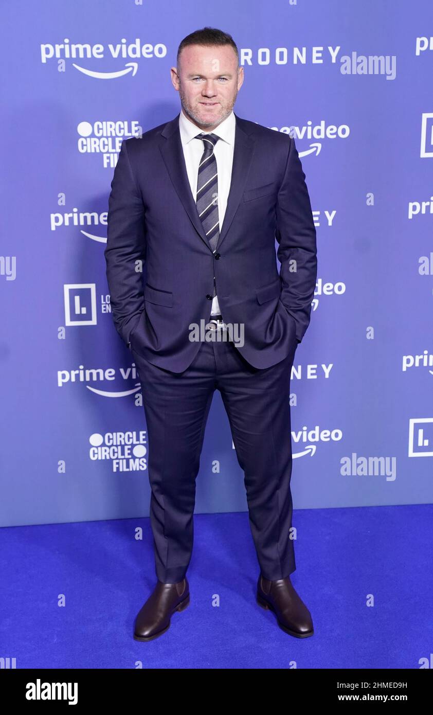 Wayne Rooney kommt zur Weltpremiere von Amazon Prime Video's Rooney at Home, 2 Tony Wilson Place, Manchester. Bilddatum: Mittwoch, 9. Februar 2022. Stockfoto