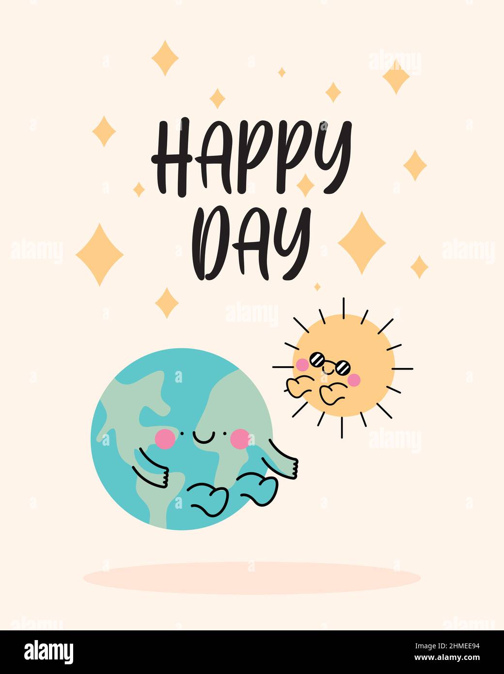 Happy Day Poster Kawaii Charaktere Stock Vektor