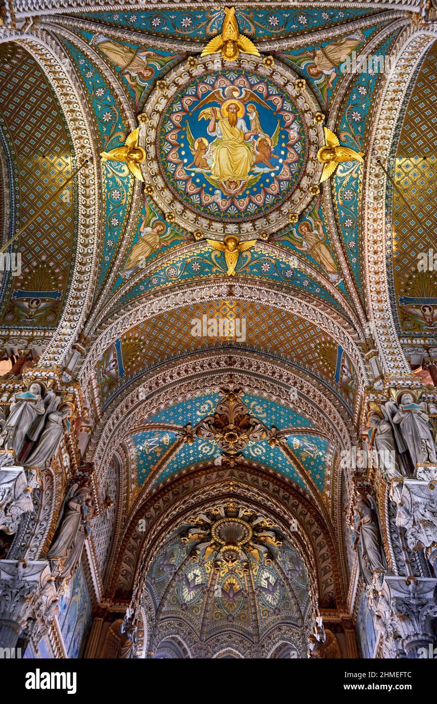 Basilika Notre Dame de Fourvière, Lyon, Frankreich Stockfoto