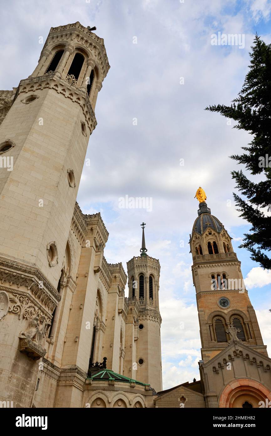 Basilika Notre Dame de Fourvière, Lyon, Frankreich Stockfoto
