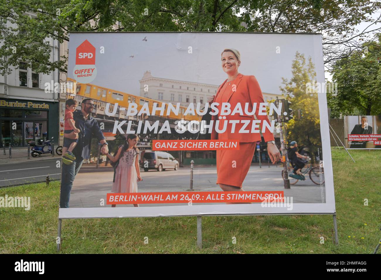 Wahlplakat, Franziska Giffey, SPD, Berliner Abgeordnetenhauswahlen, Berlin, Deutschland Stockfoto