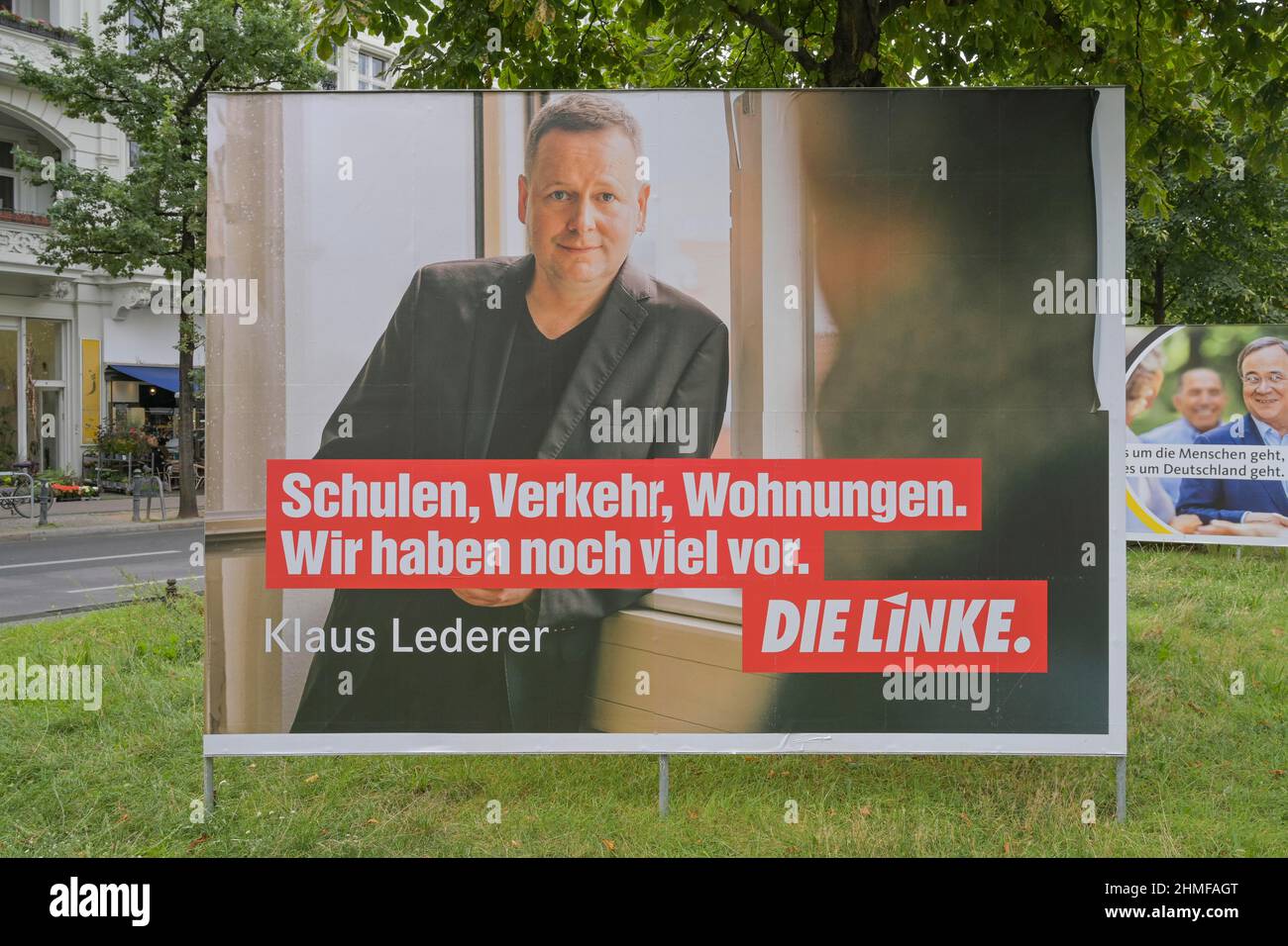 Wahlplakat, Klaus Lederer, Linkspartei, Berliner Abgeordnetenhauswahlen, Berlin, Deutschland Stockfoto