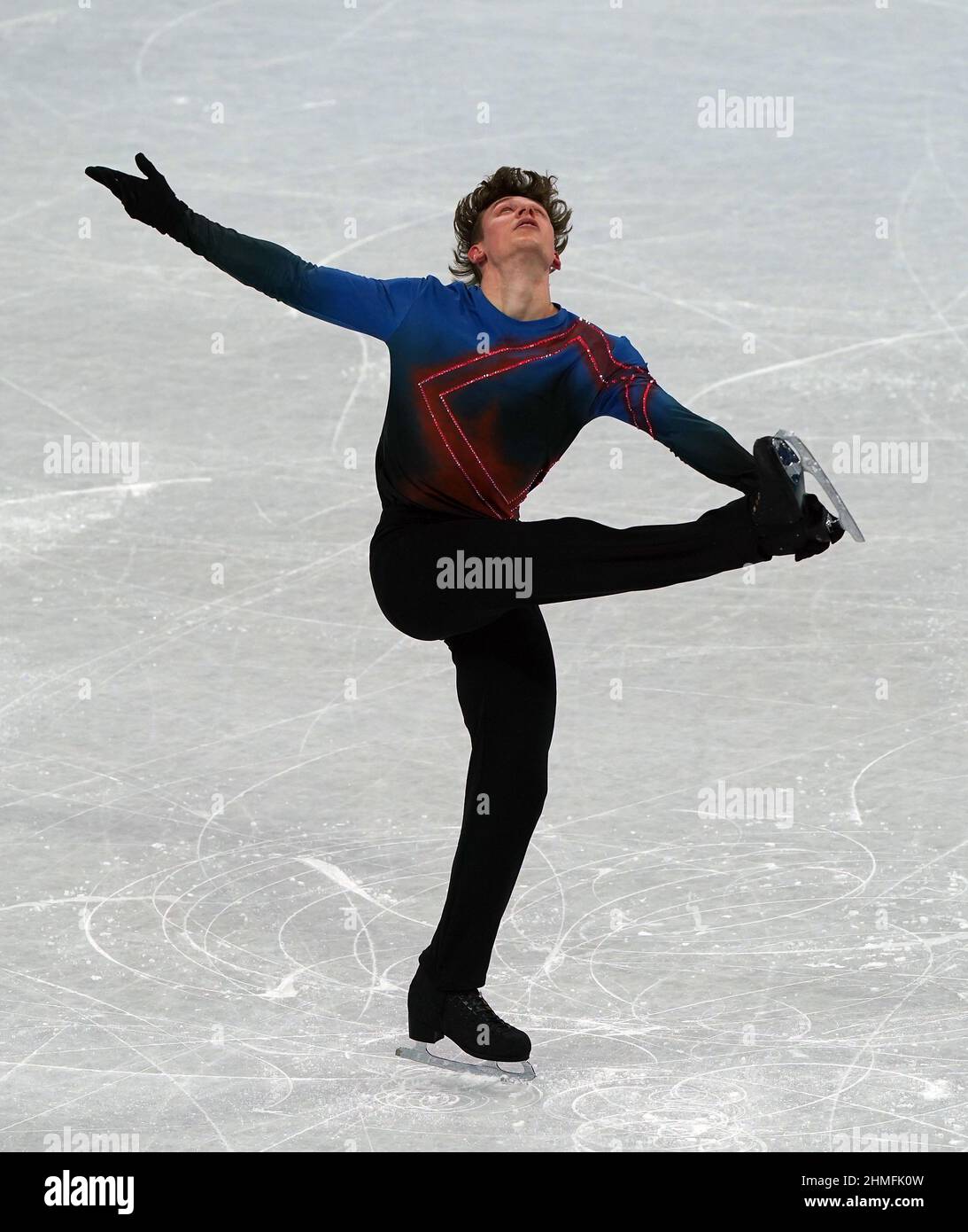 Der Schweizer Lukas Britschgi beim Men Single Skating - Free Skating am sechsten Tag der Olympischen Winterspiele 2022 in Peking im Capital Indoor Stadium in China. Bilddatum: Donnerstag, 10. Februar 2022. Stockfoto