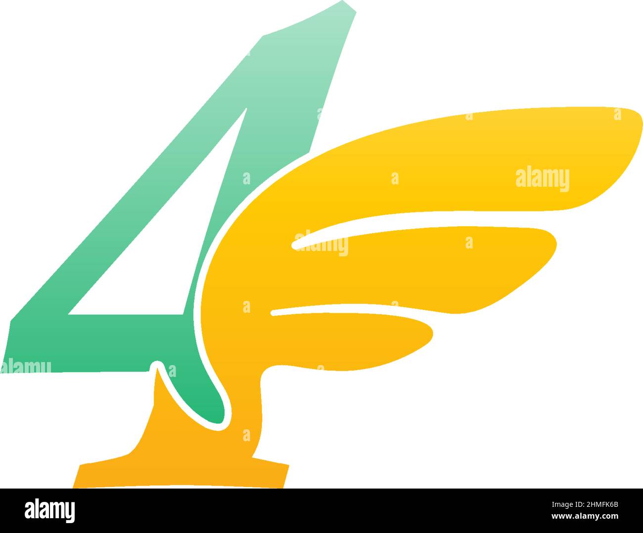Zahl 4 Logo Symbol Abbildung mit Flügeln Vektor Stock Vektor