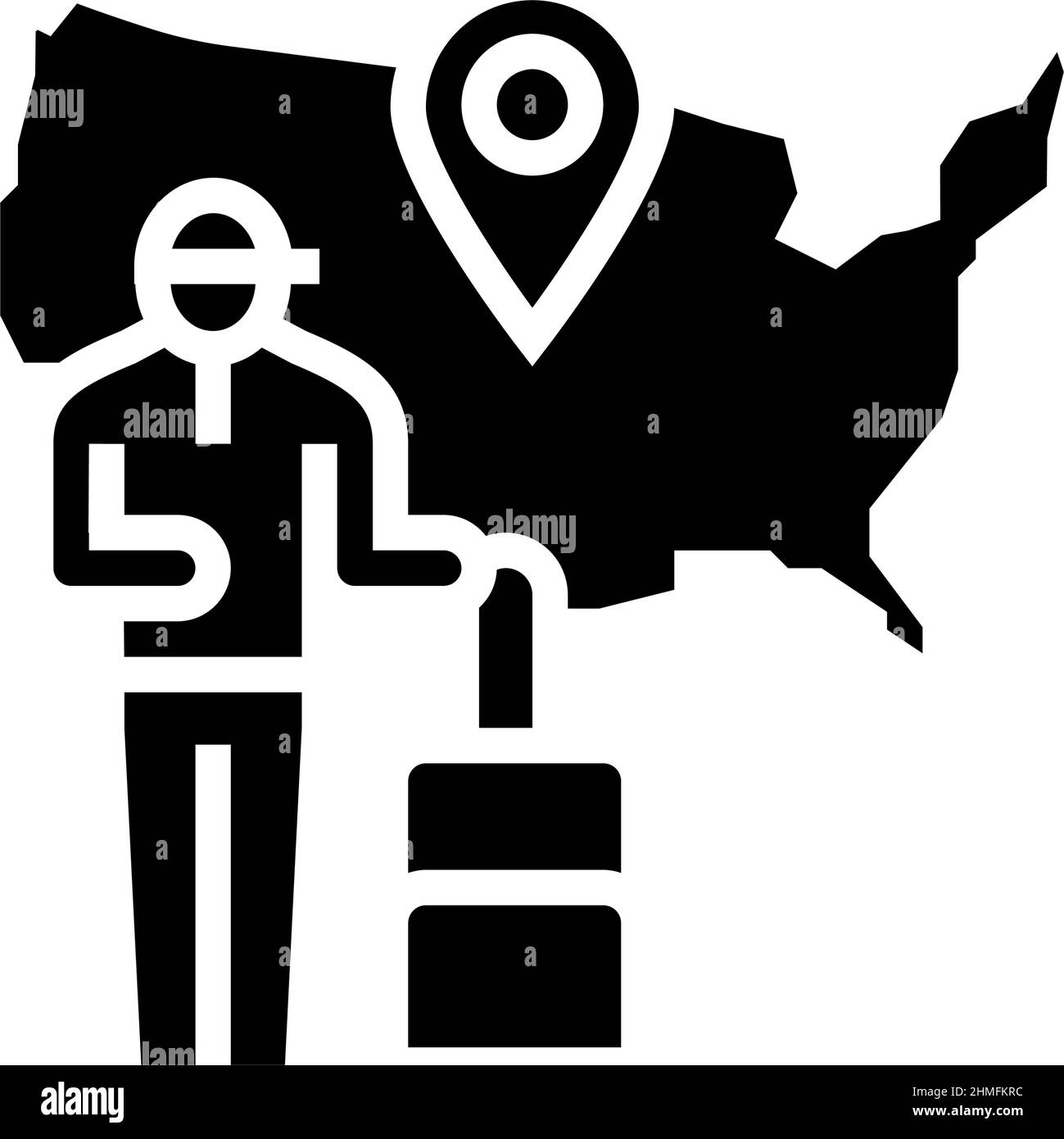 amerikanische Tourismus Glyphe Symbol Vektor Illustration Stock Vektor