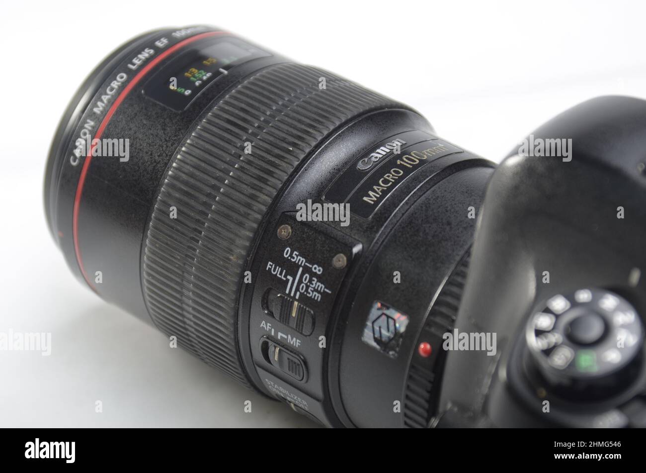 Erstellen von Bildern mit der digitalen Spiegelreflexkamera Canon EOS 6D mit Canon Objektiv 100mm Makro Stockfoto