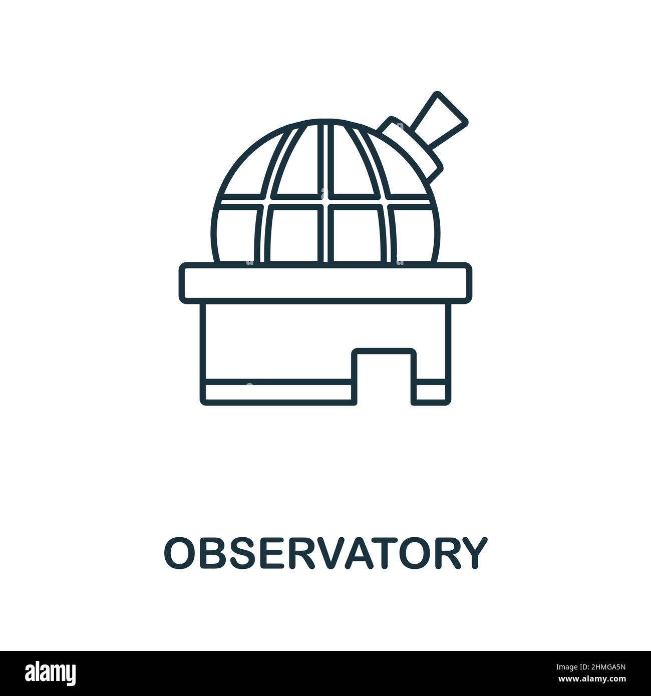 Sternwarte-Symbol. Linienelement aus der Raumsammlung. Linear Observatory Icon-Zeichen für Web-Design, Infografiken und mehr. Stock Vektor