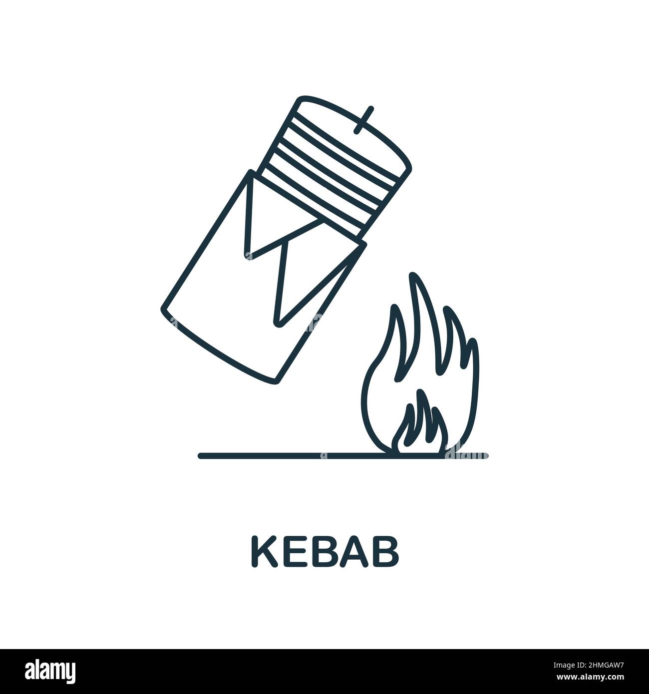 Kebab-Symbol. Linienelement aus Take Away-Sammlung. Lineares Kebab-Icon-Zeichen für Webdesign, Infografiken und mehr. Stock Vektor