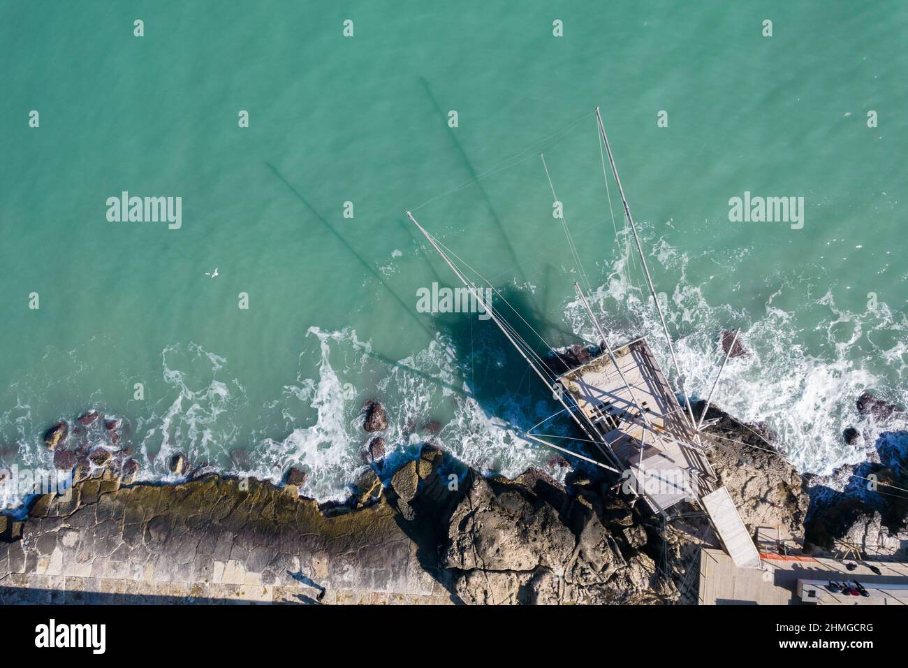 Trabucco, Trabocco, traditionelle Fischerhäuser in Süditalien Stockfoto