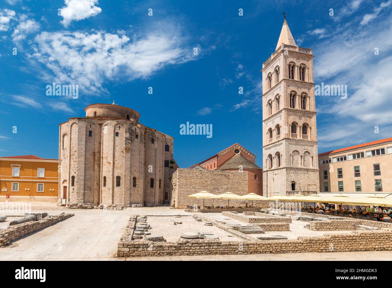 Das historische Zentrum der kroatischen Stadt Zadar am Mittelmeer, Europa. Stockfoto