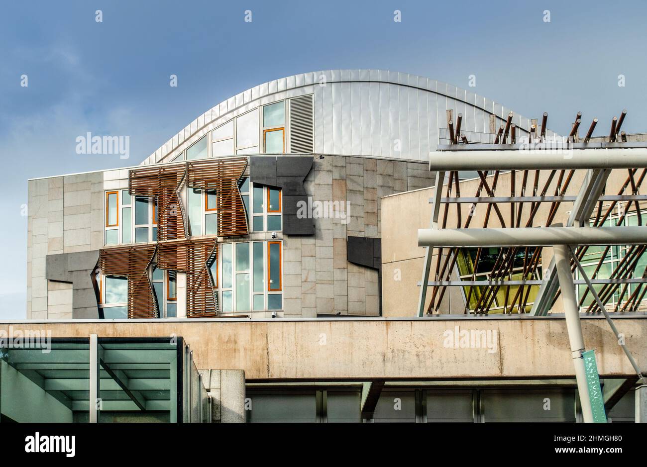 Edinburgh, Schottland, Großbritannien - schottisches Parlamentsgebäude von EMBT (Miralles / Tagliabue) mit RMJM Stockfoto