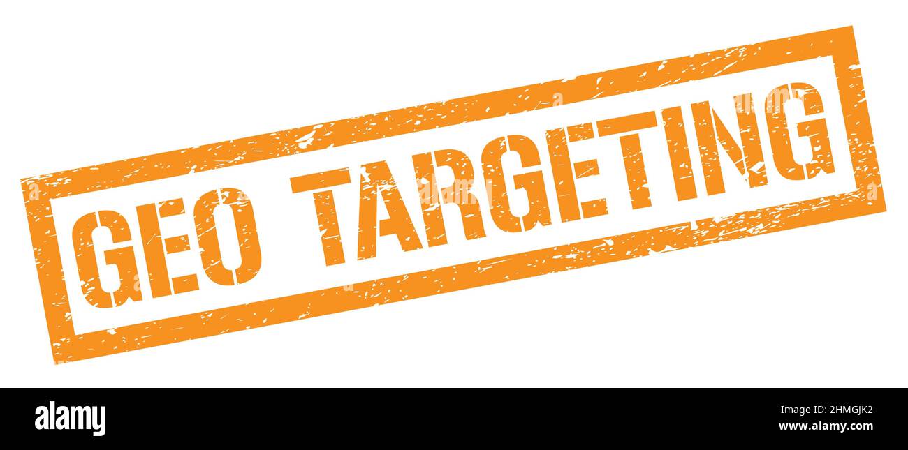 GEO TARGETING orange grungy Rechteck Stempel Zeichen. Stockfoto