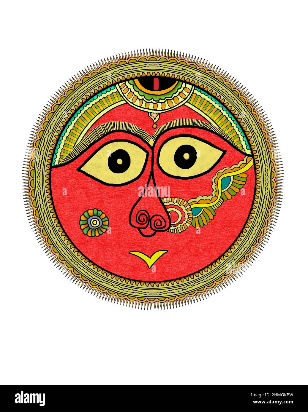 Madhubani Art Style Sun Stockfoto