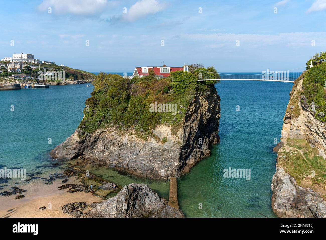 Die Insel am Towan Beach in Newquay in Cornwall. Stockfoto