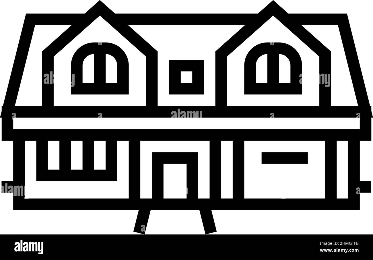 Einzelfamilie Einfamilienhaus Linie Symbol Vektor Illustration Stock Vektor