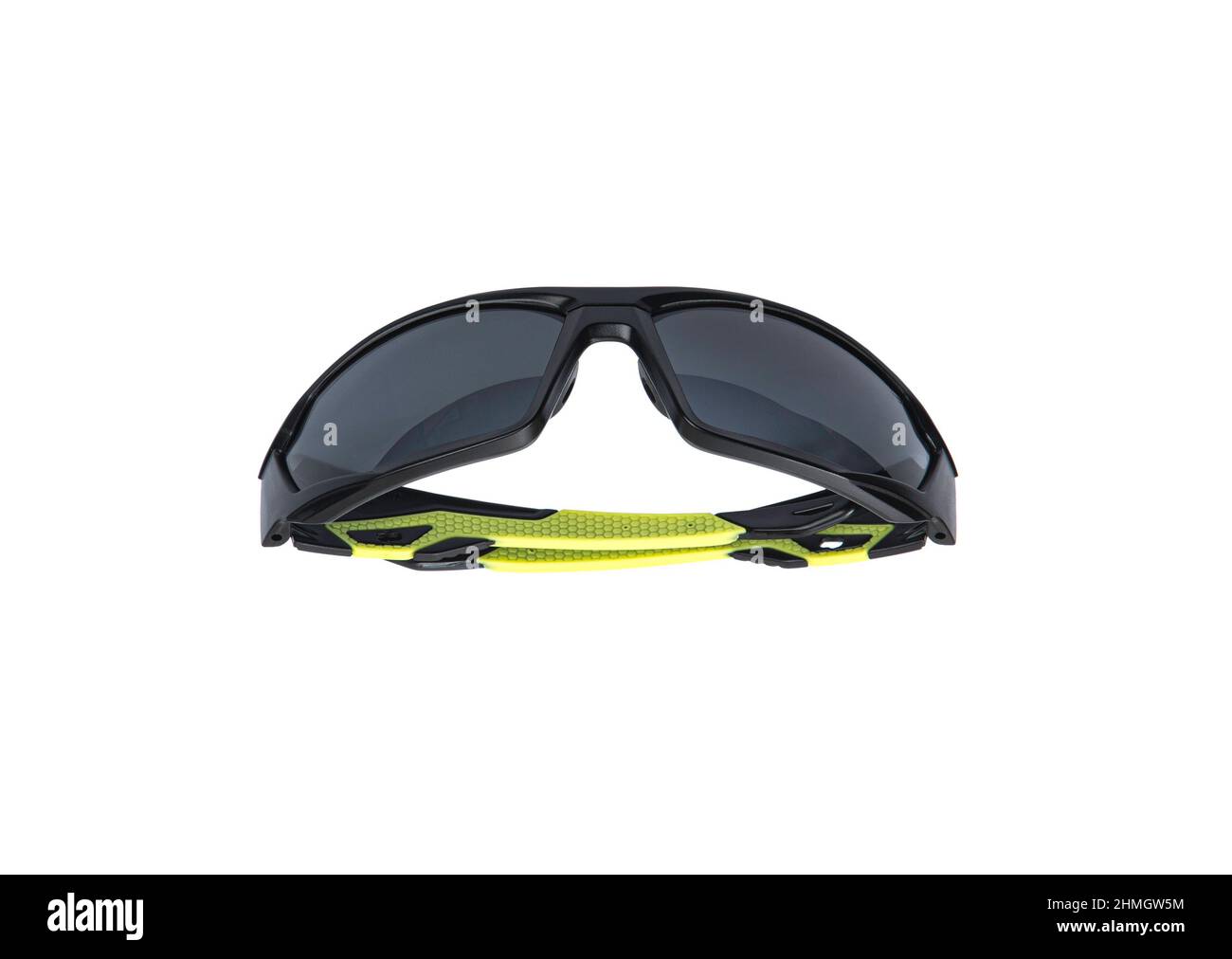 Moderne Schutzbrille für Sportler, schützen und Arbeiter. Augenschutzbrille isoliert auf weißem Hintergrund. Stockfoto