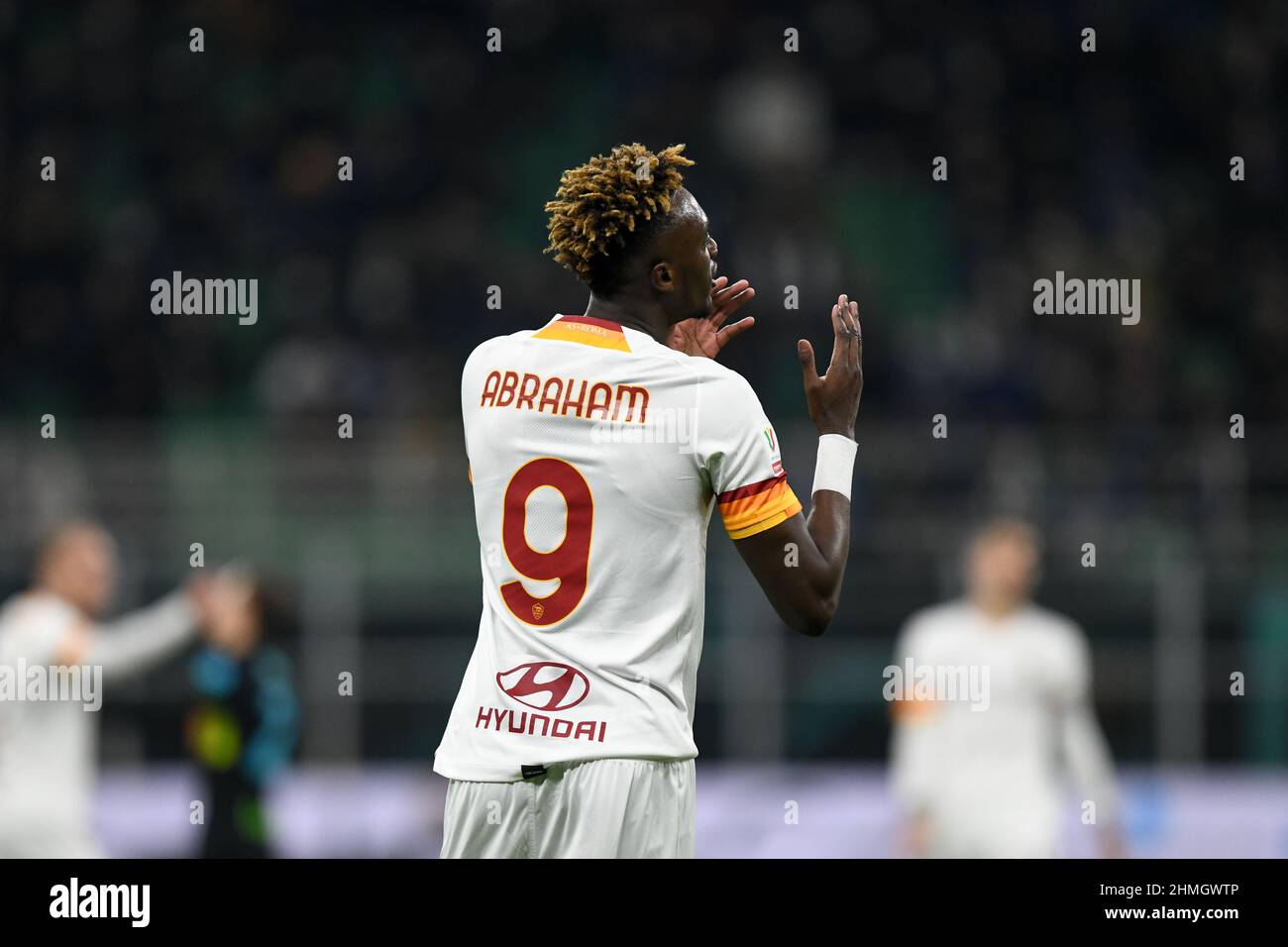 Mailand, Italien. 08th, Februar 2022. Tammy Abraham (9) aus Roma beim Coppa Italia-Spiel zwischen Inter und Roma bei Giuseppe Meazza in Mailand. (Bildnachweis: Gonzales Photo - Tommaso Fimiano). Stockfoto