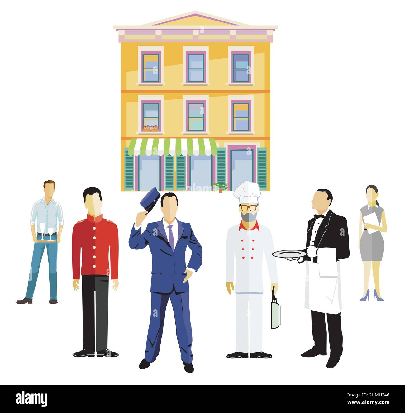 Rezeption in Gastronomie und Hotel, Illustration Stock Vektor