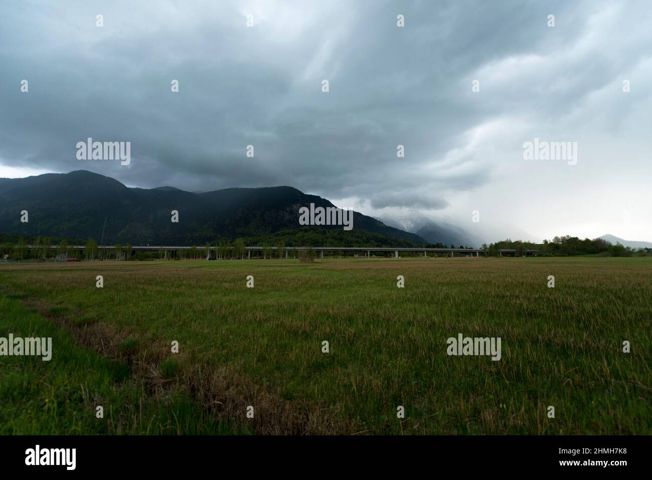 Gewitter, Wolken, Berge, Oberbayern, Murnauer Moos, Alpenvorland Stockfoto