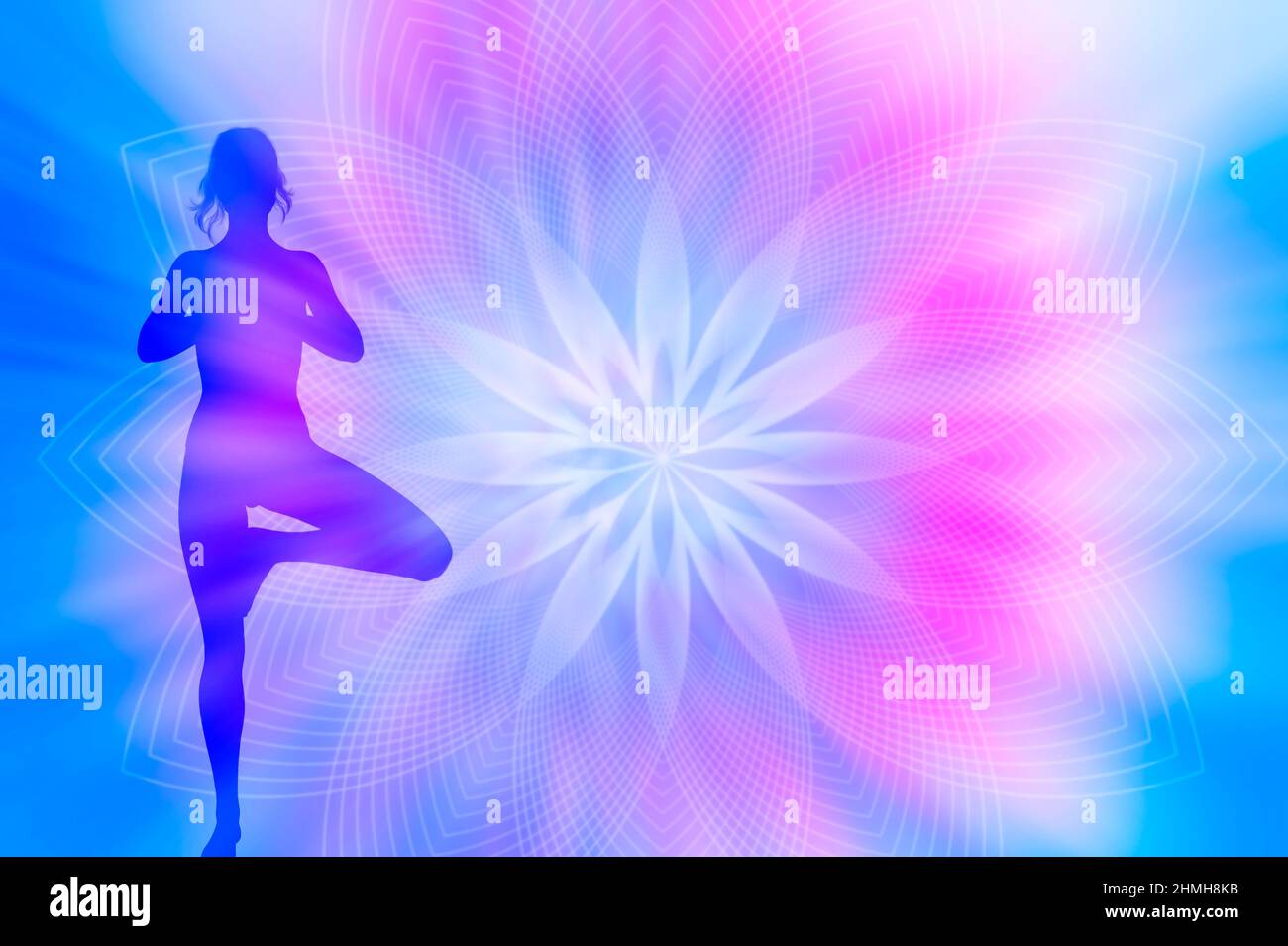 Frau in Yogaposition, Meditationskonzept Stockfoto