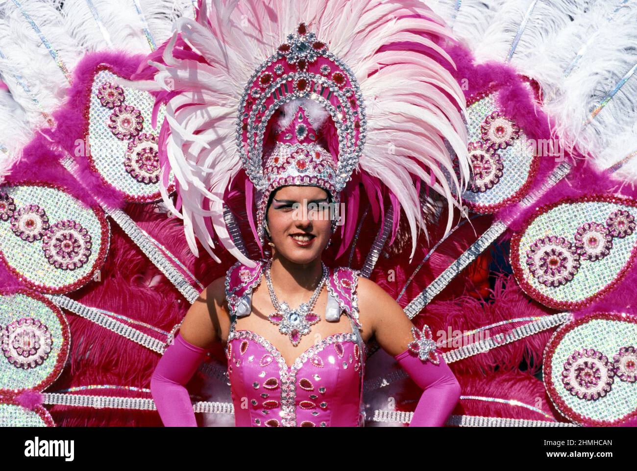 Frau bei Carneval in Santa Cruz de Teneriffa, Teneriffa, Kanarische Inseln, Spanien Stockfoto