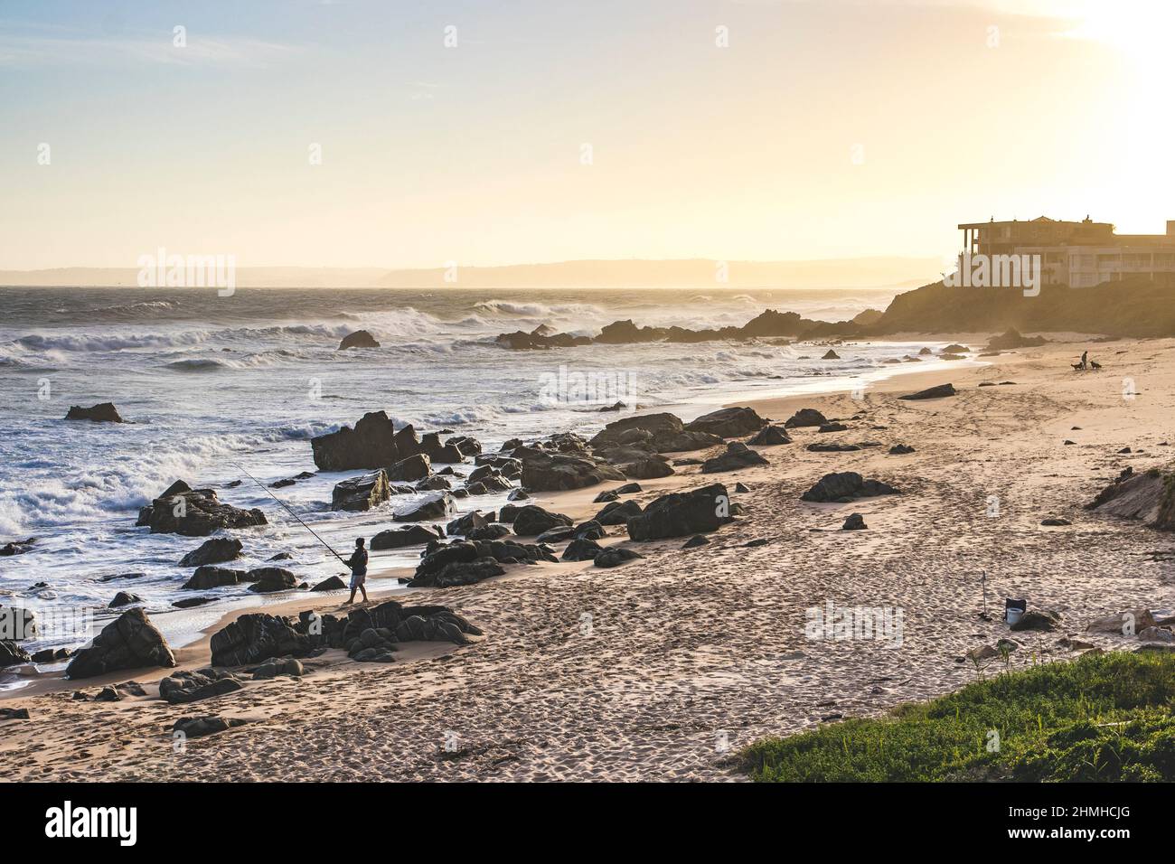 Sonnenuntergang, Angler, Keurboomstrand, Plettenberg Bay, Indischer Ozean, Südafrika, Afrika Stockfoto