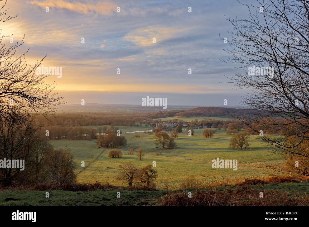 Himmelstor longleat rosa dramatischer Sonnenuntergang Stockfoto