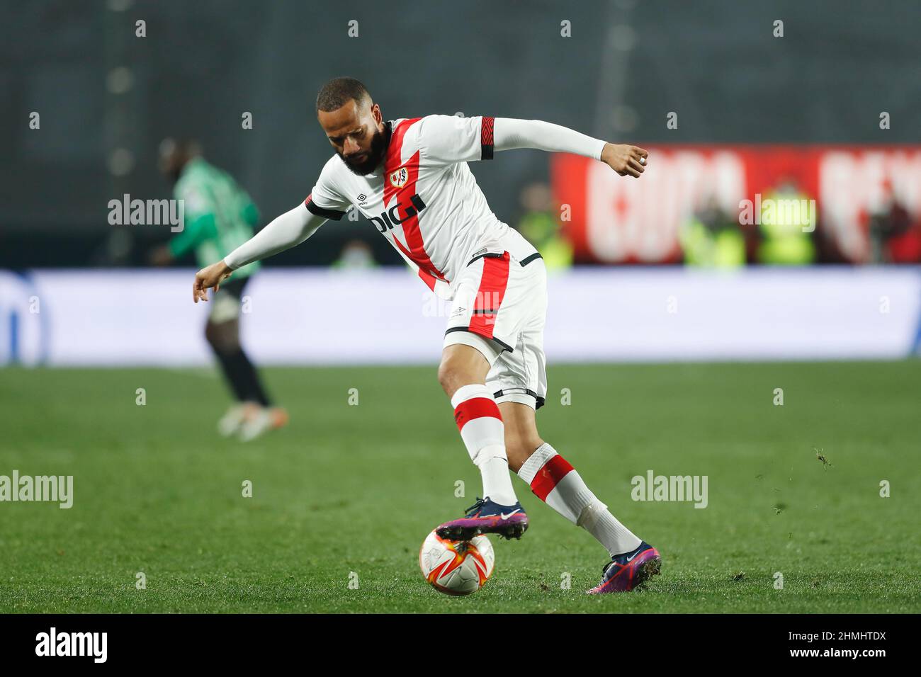 Bebe (Rayo), 9. FEBRUAR 2022 - Fußball / Fußball : Spanisches Halbfinalspiel zwischen Rayo Vallecano 1-2 Real Betis Balompie im Estadio de Vallecas in Madrid, Spanien. (Foto von Mutsu Kawamori/AFLO) Stockfoto Bebe (Rayo), 9. FEBRUAR 2022 - Fußball / Fußball : Spanisches Halbfinalspiel zwischen Rayo Vallecano 1-2 Real Betis Balompie im Estadio de Vallecas in Madrid, Spanien. (Foto von Mutsu Kawamori/AFLO) Stockfoto
